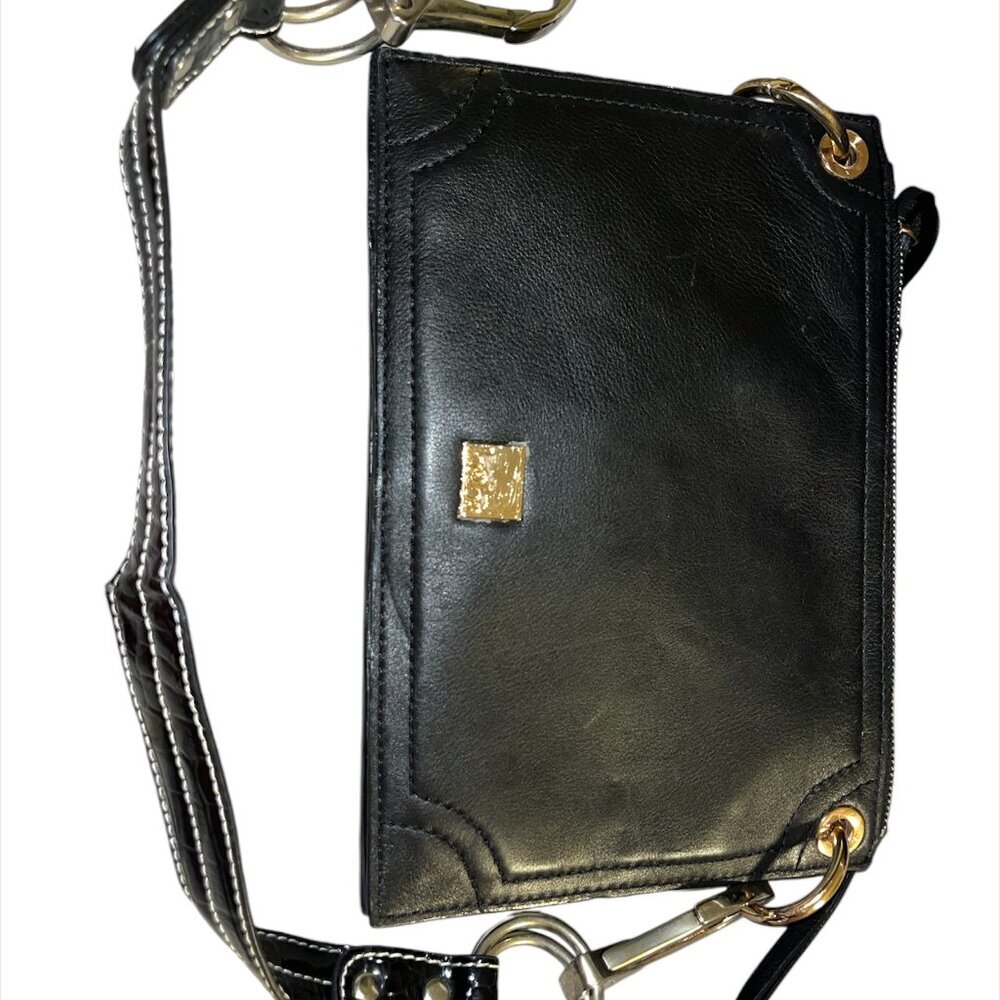 Kooba Black Leather Envelope Purse with Removable Shoulder Strap - Picture 6 of 12